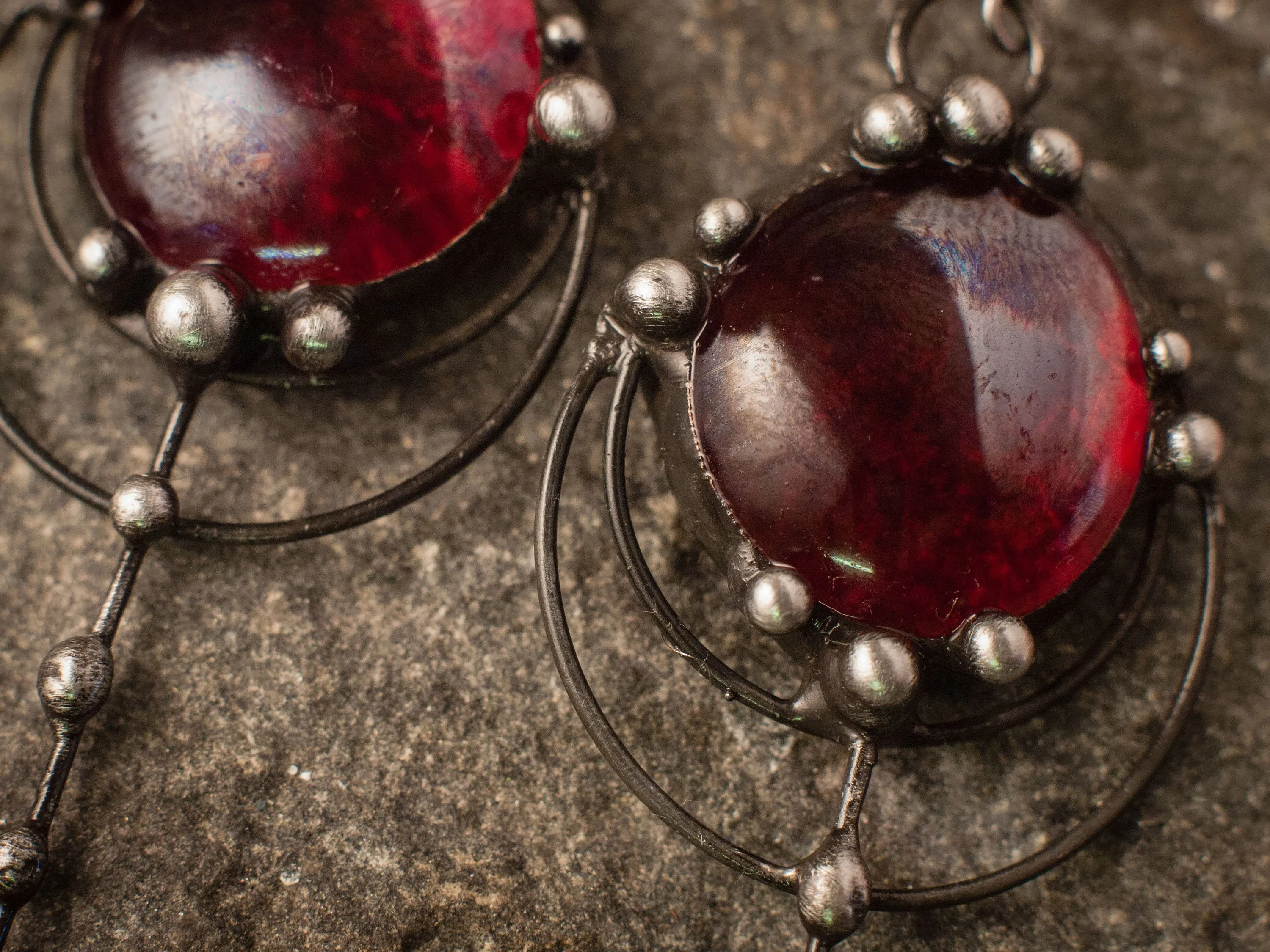 Two red drops earrings