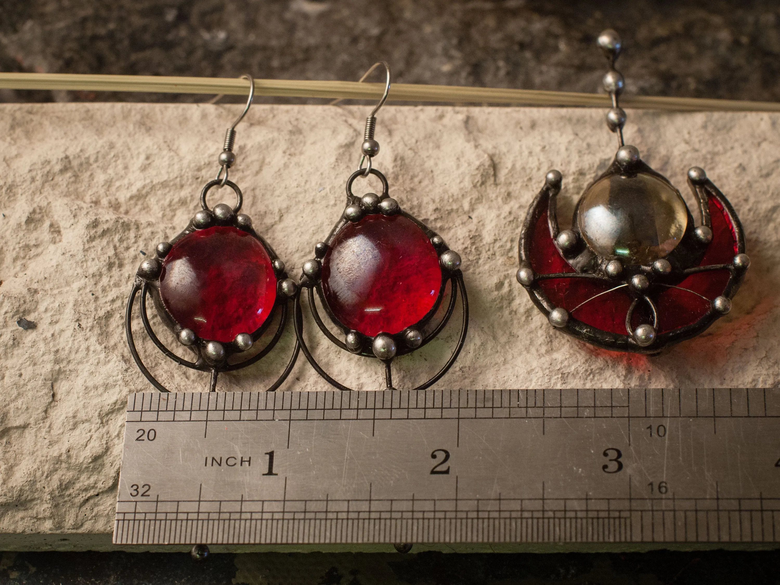 Two red drops earrings