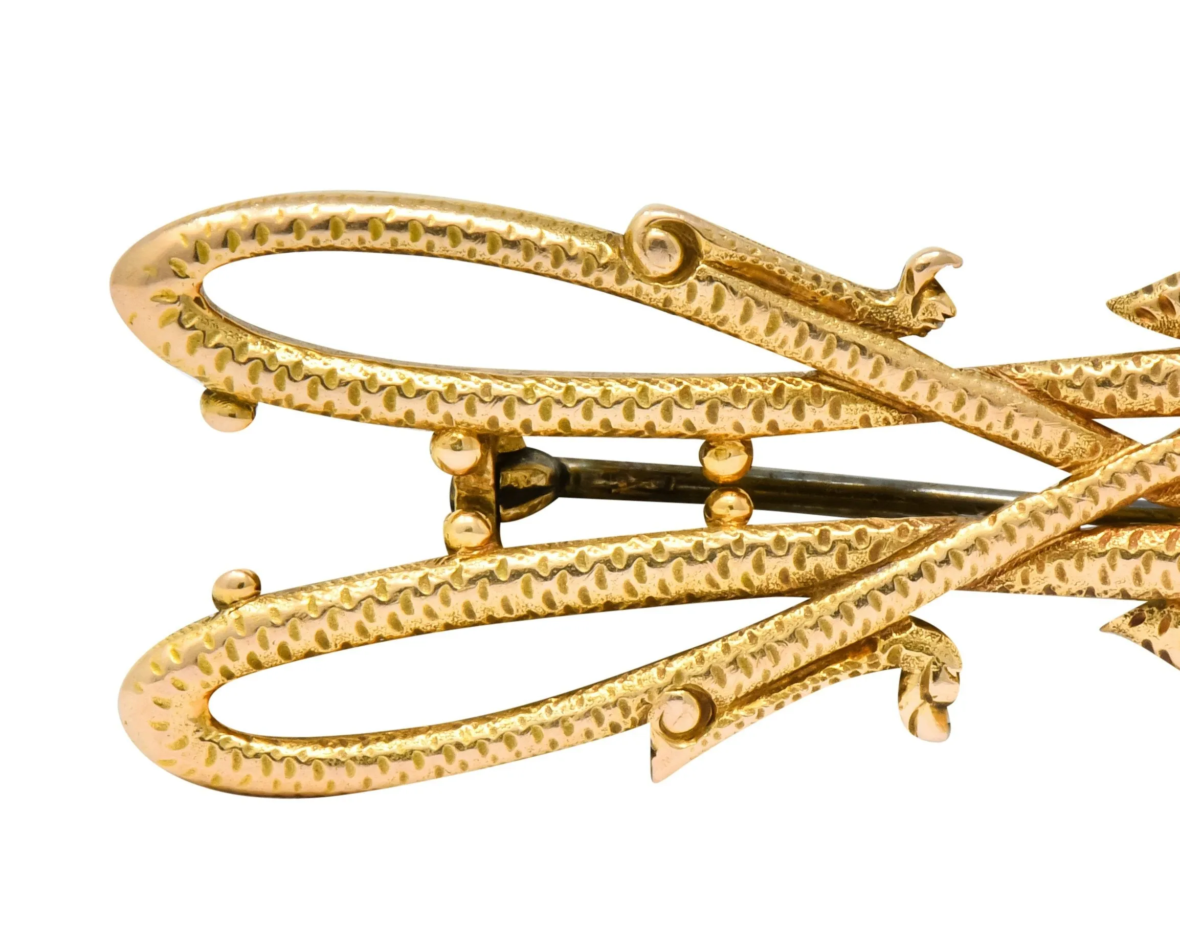 Unique Tiffany & Co. Victorian 14 Karat Gold Serpent Dragon Brooch