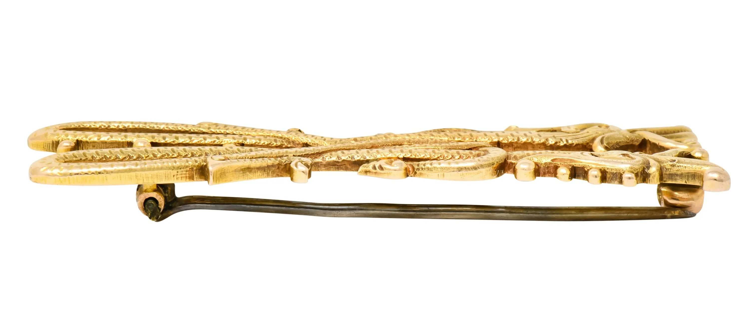 Unique Tiffany & Co. Victorian 14 Karat Gold Serpent Dragon Brooch