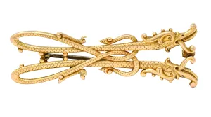 Unique Tiffany & Co. Victorian 14 Karat Gold Serpent Dragon Brooch