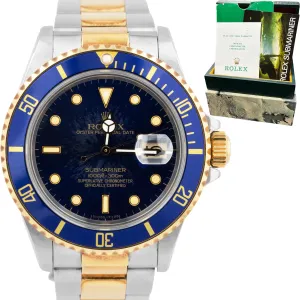 UNPOLISHED 1987 PAPERS Rolex Submariner Date Two-Tone Blue 40mm 16803 Watch B P