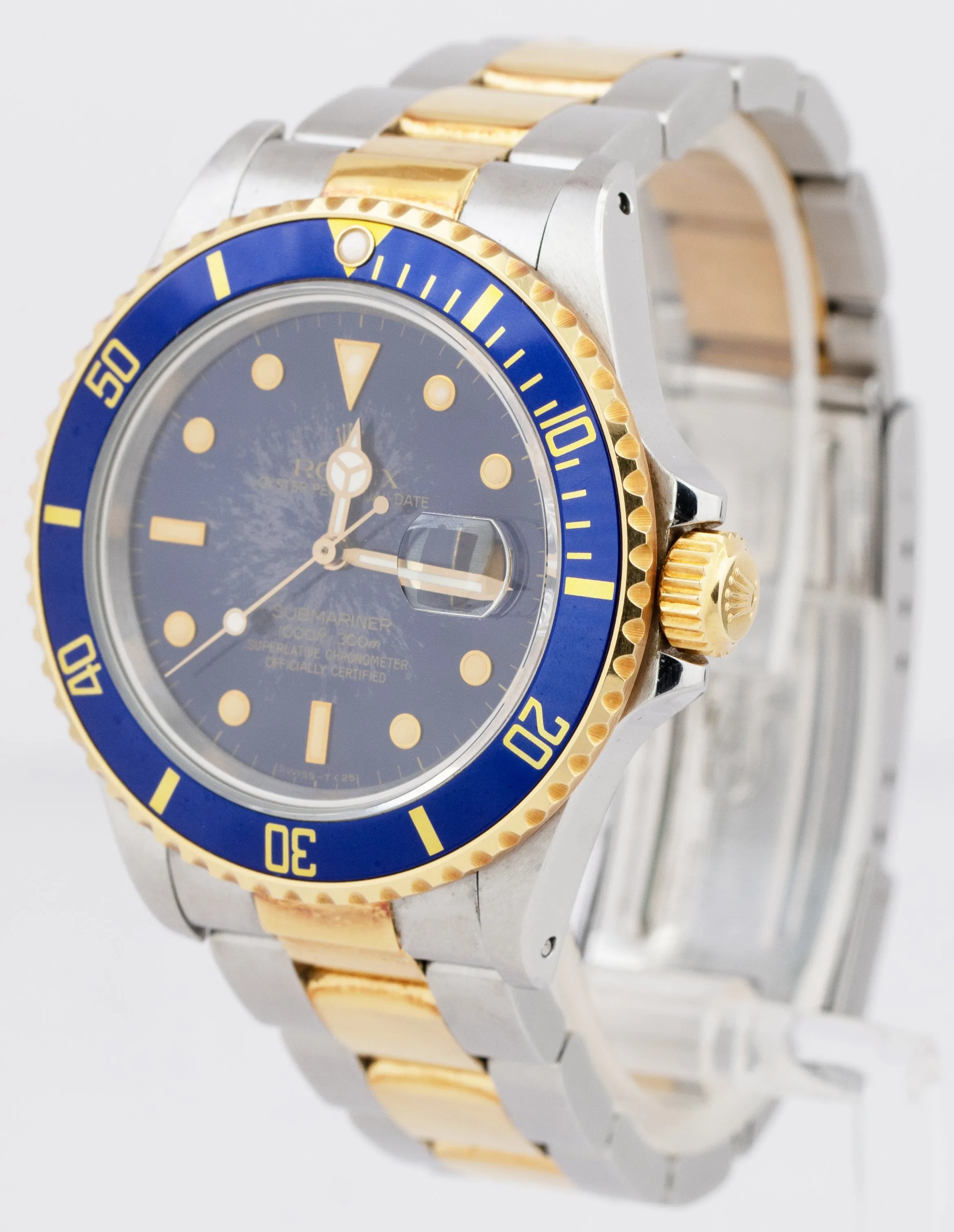 UNPOLISHED 1987 PAPERS Rolex Submariner Date Two-Tone Blue 40mm 16803 Watch B P