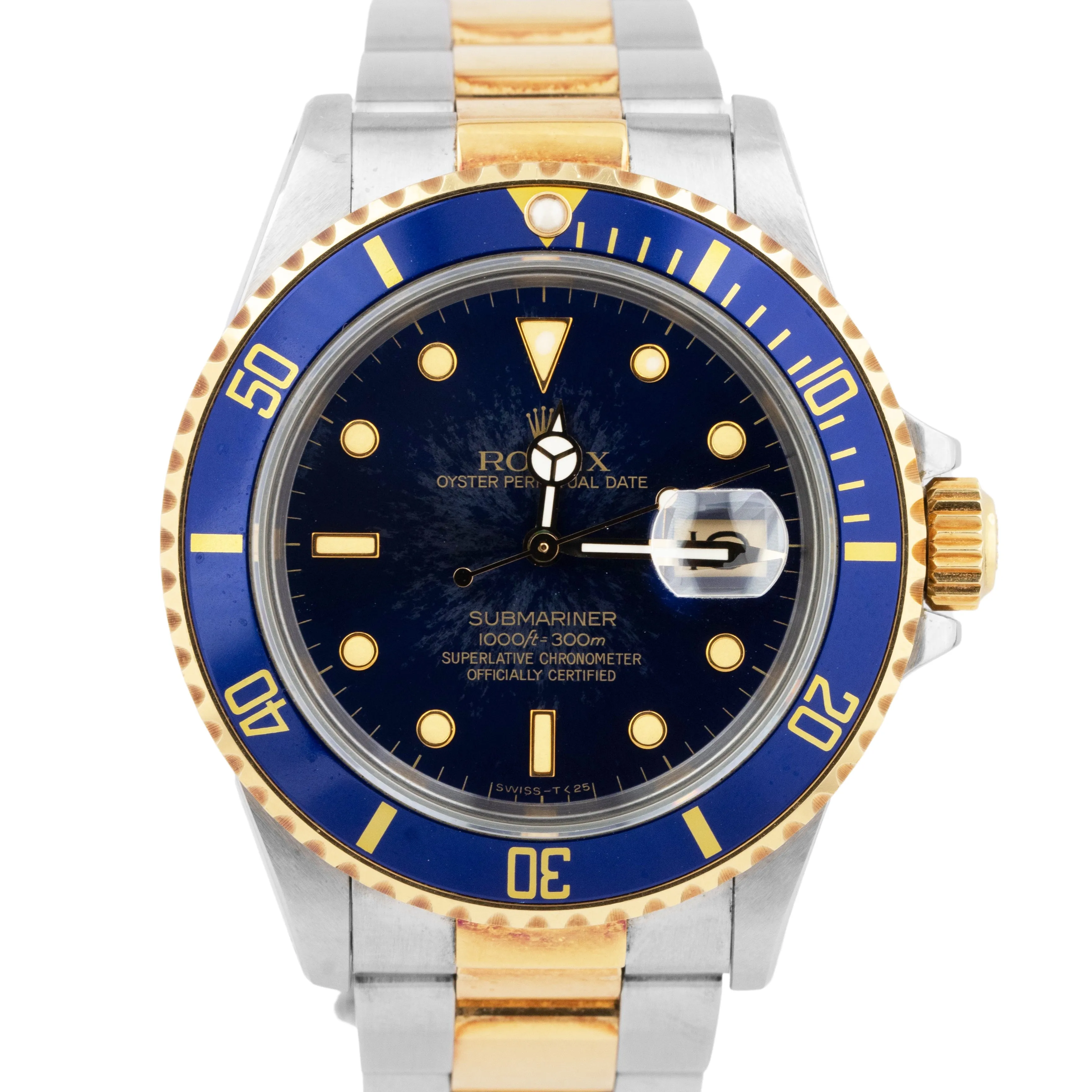 UNPOLISHED 1987 PAPERS Rolex Submariner Date Two-Tone Blue 40mm 16803 Watch B P