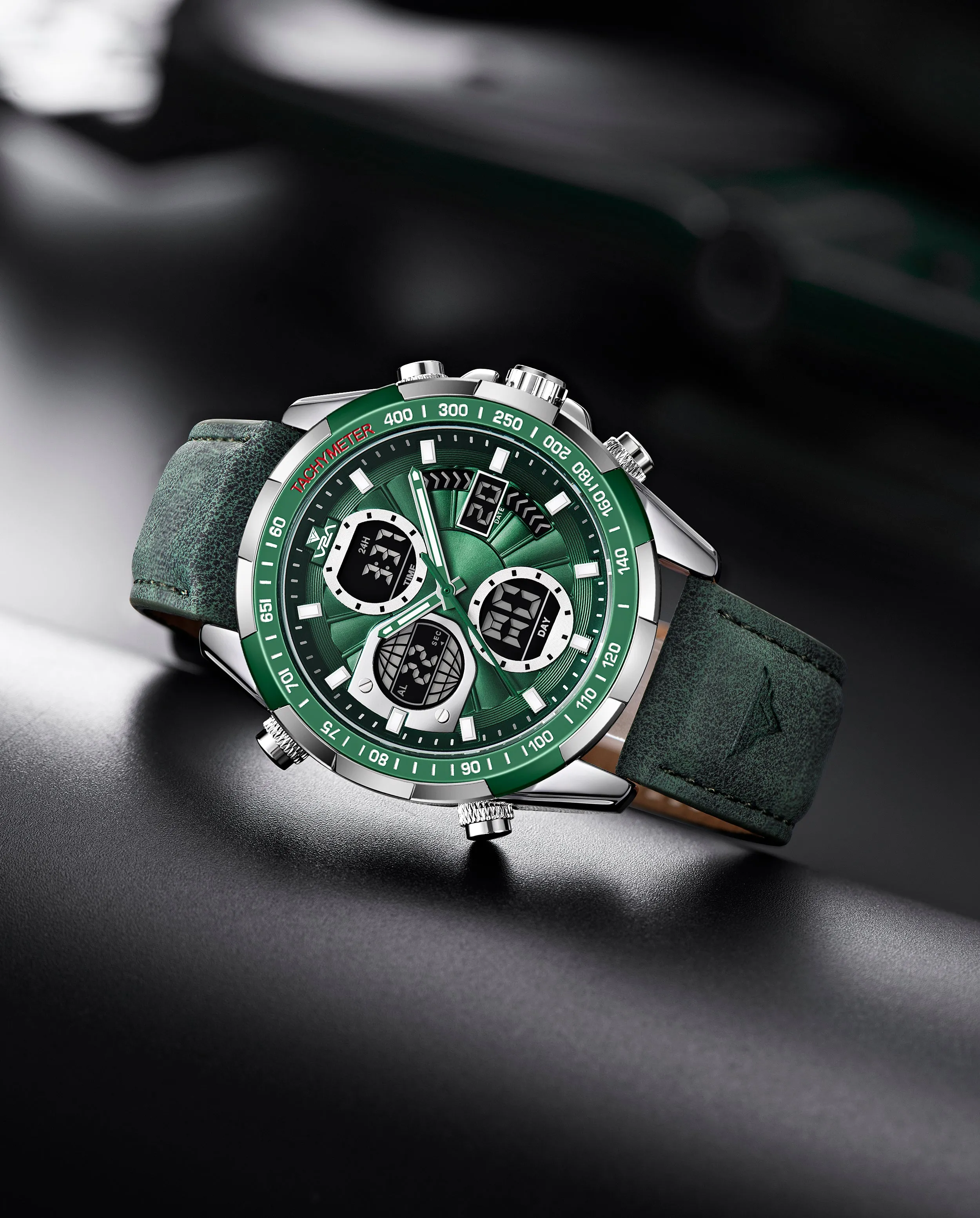 V2A Men’s Luxury Analog-Digital Chronograph Watch, 45mm Big Dial, Multifunction Sport & Business Design | 30M Waterproof | Stylish Gift for Him