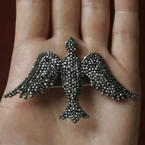Victorian Cut Steel Bird Brooch