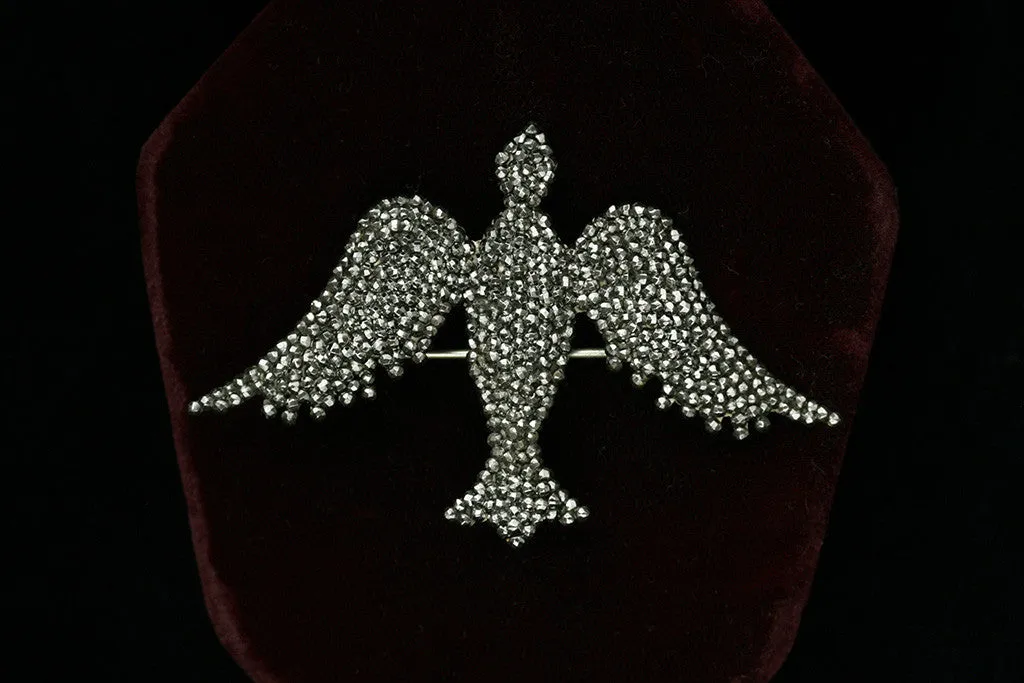 Victorian Cut Steel Bird Brooch