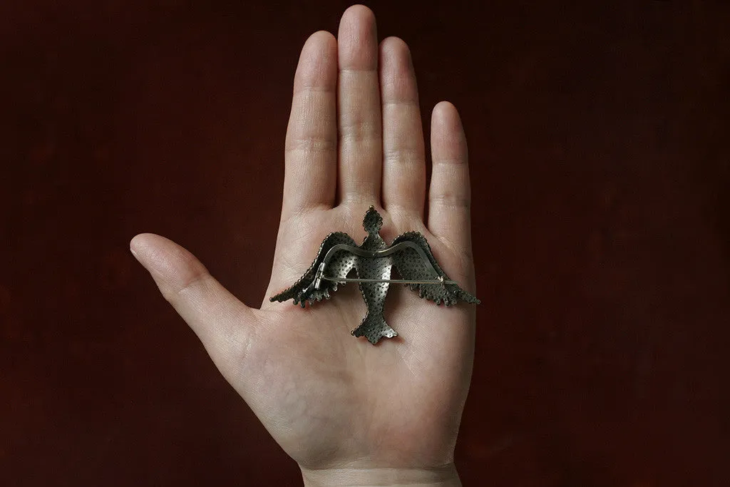 Victorian Cut Steel Bird Brooch