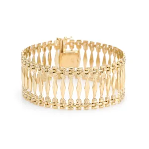 Vintage 1" Wide Link Bracelet 18k Yellow Gold Estate Fine Jewelry 7.5 Inches