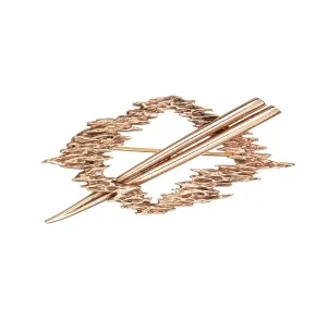 Vintage 60s Brutalist Brooch Abstract 14k Yellow Gold Estate Fine Jewelry