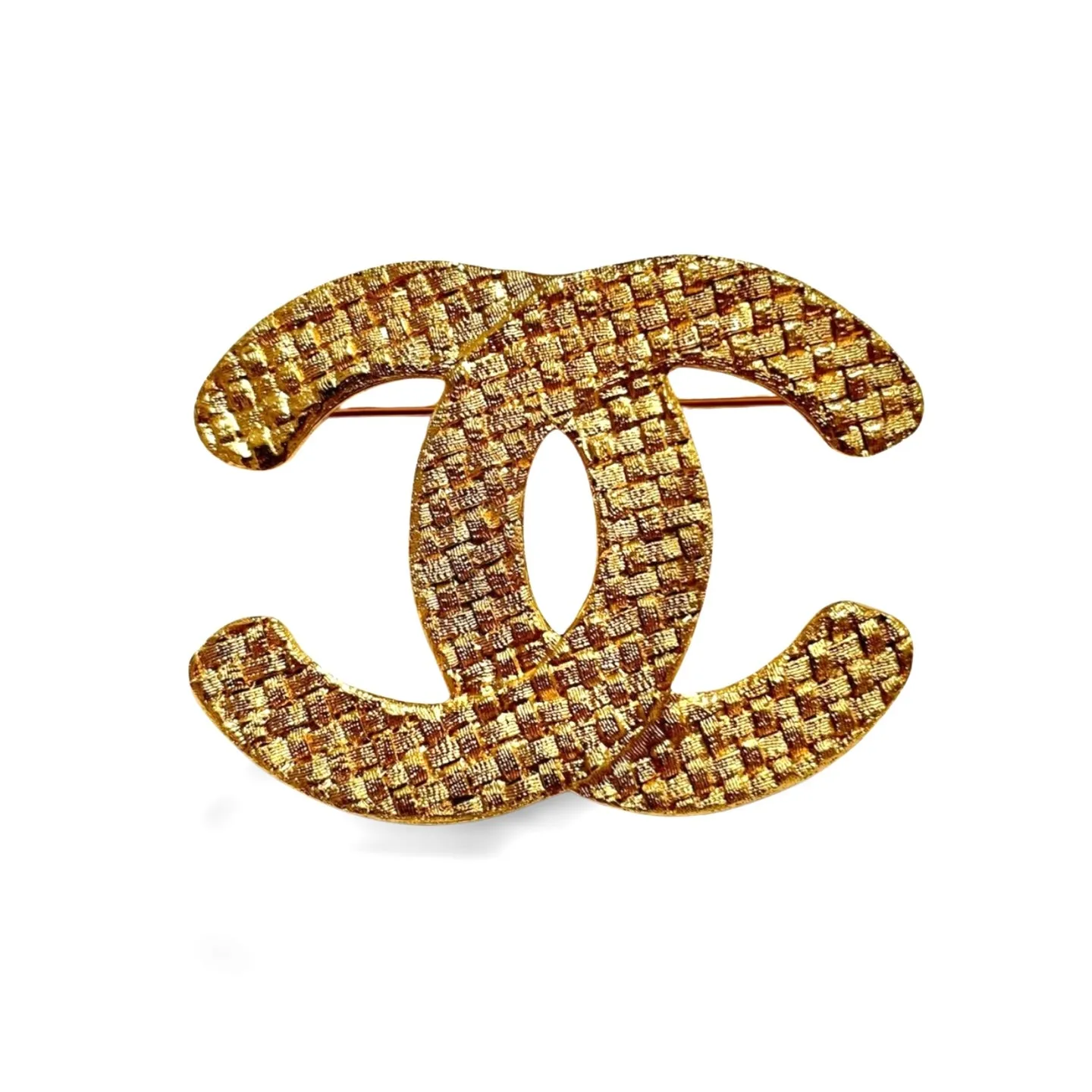 Vintage CHANEL classic matelasse CC mark brooch pin in mesh design. Classic jewelry. 061126ac1