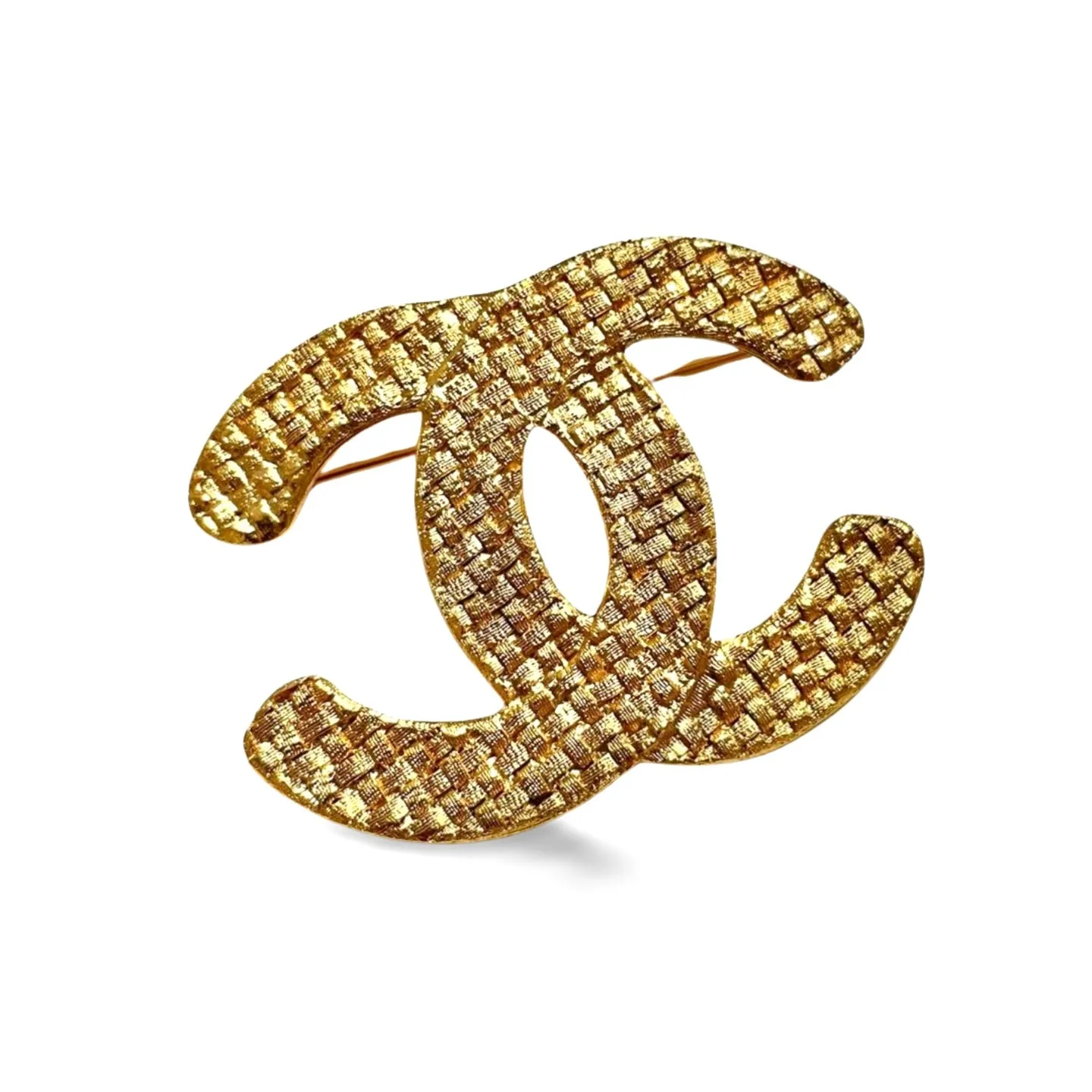 Vintage CHANEL classic matelasse CC mark brooch pin in mesh design. Classic jewelry. 061126ac1