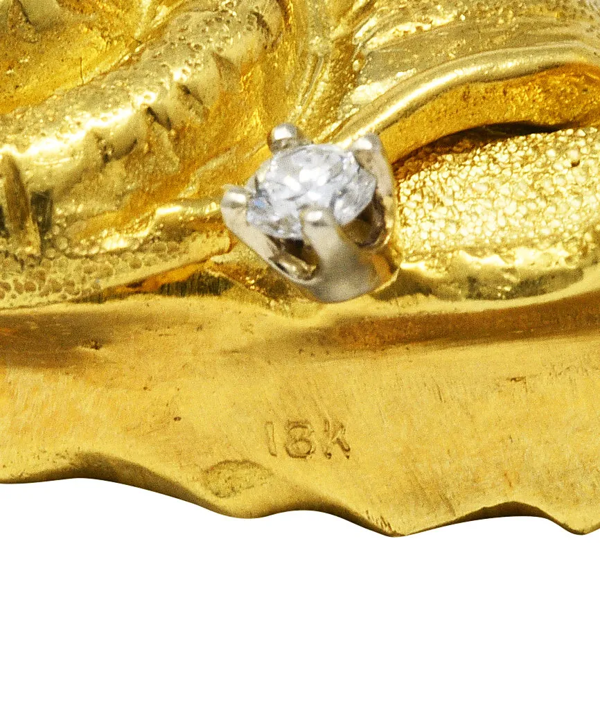 Vintage Diamond 18 Karat Yellow Gold Snail Brooch