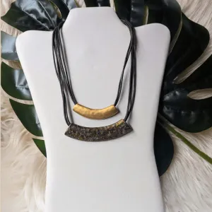 Vintage - Double Bar Pendant Necklace