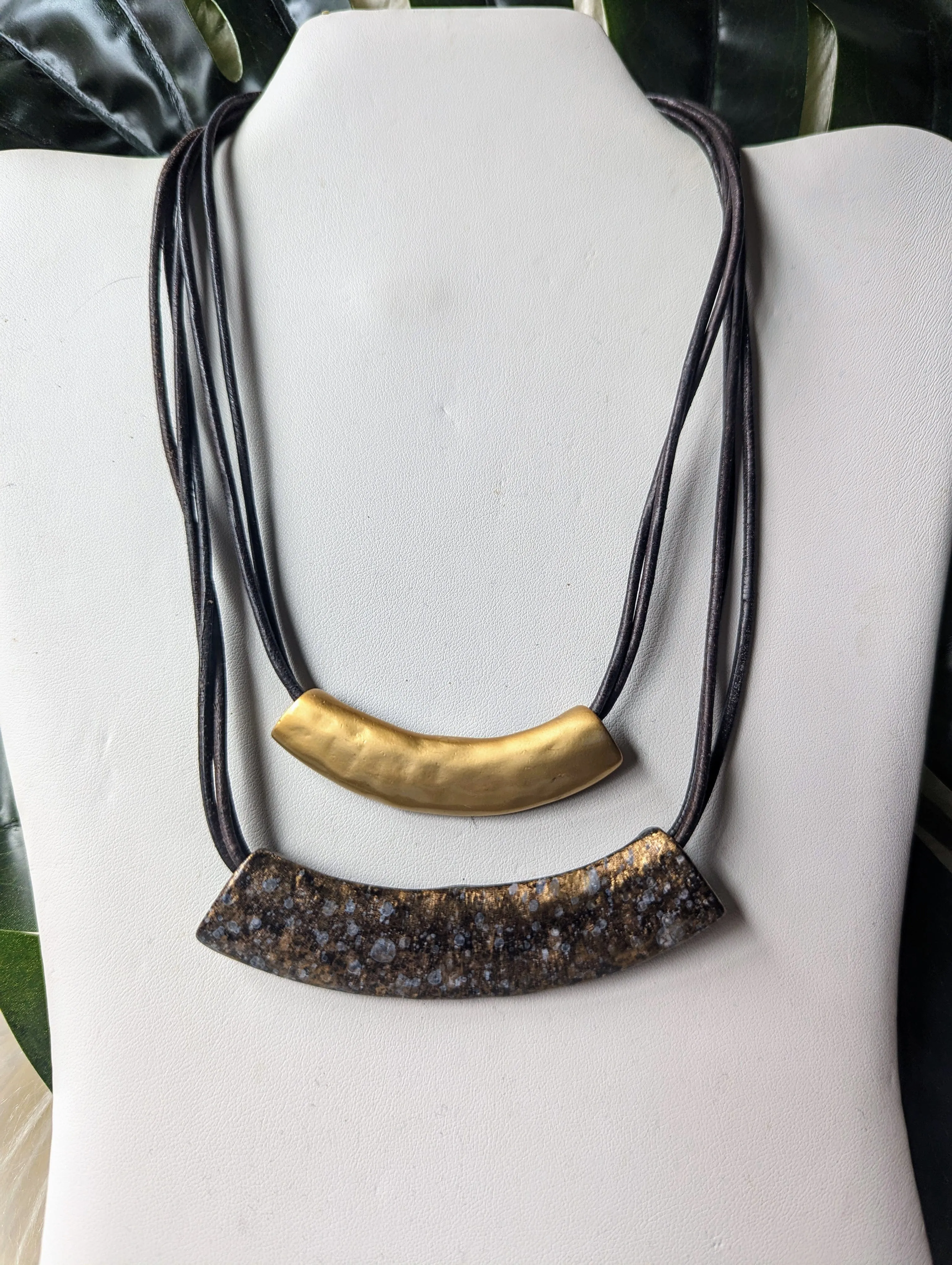 Vintage - Double Bar Pendant Necklace
