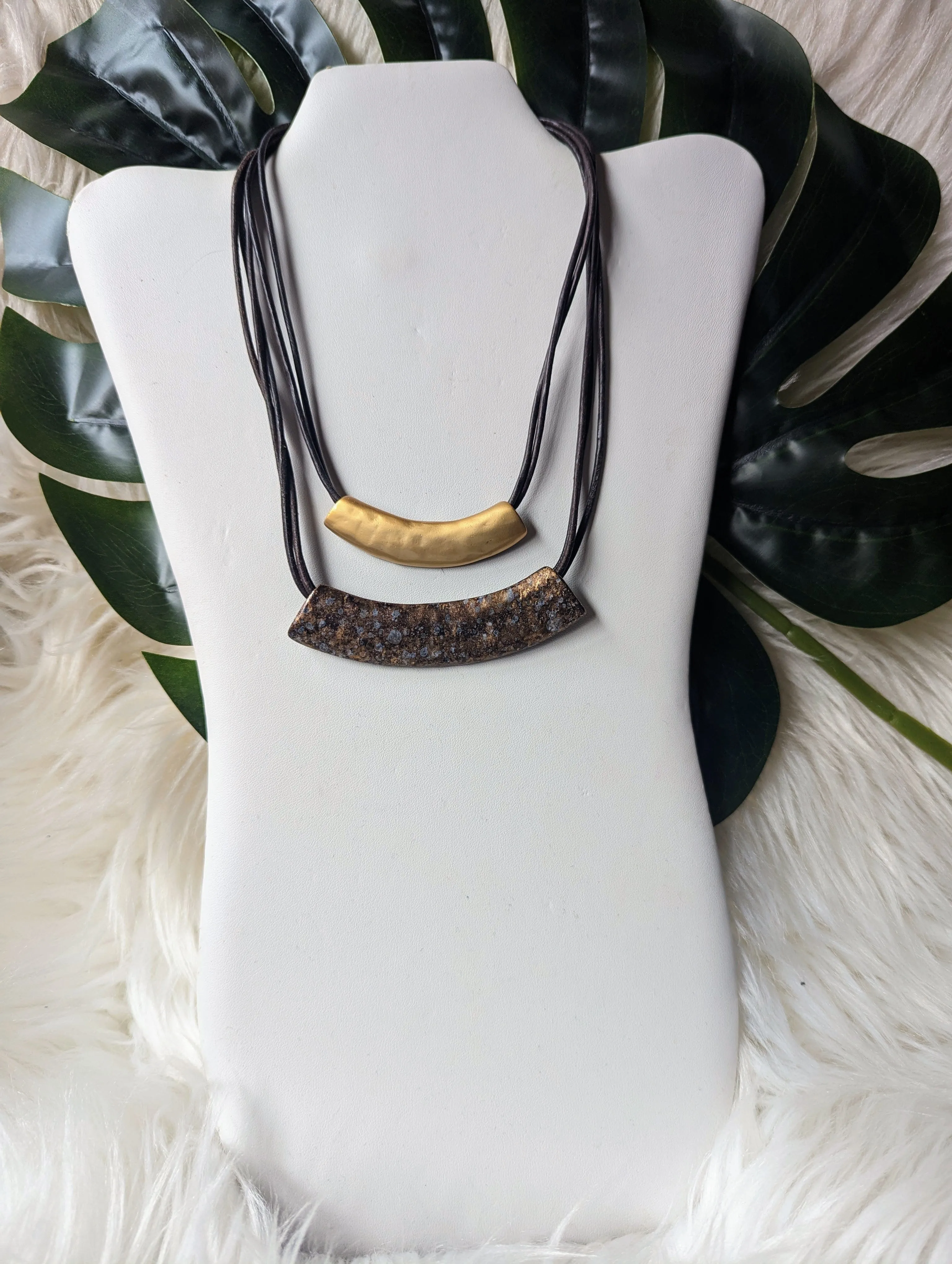 Vintage - Double Bar Pendant Necklace