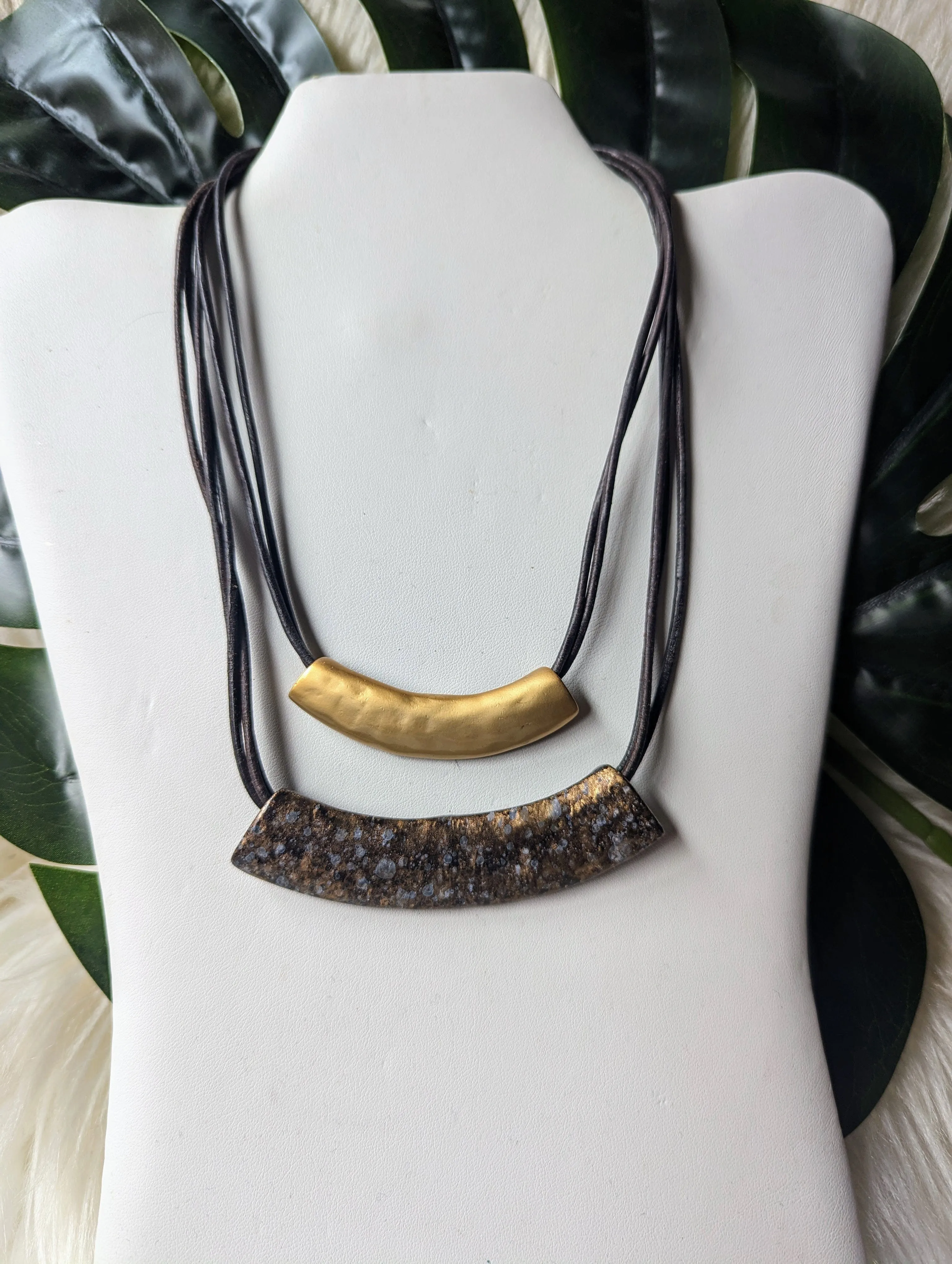 Vintage - Double Bar Pendant Necklace