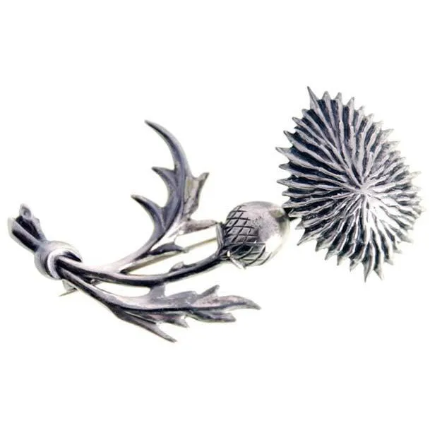 Vintage Lang Sterling Brooch Large Thistle Flower 1950s