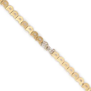 Vintage Letter D Bracelet DL Initials 14k Yellow Gold 7.5" Fine Diamond Jewelry
