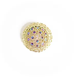 Vintage Red Aurora Borealis Medallion Brooch