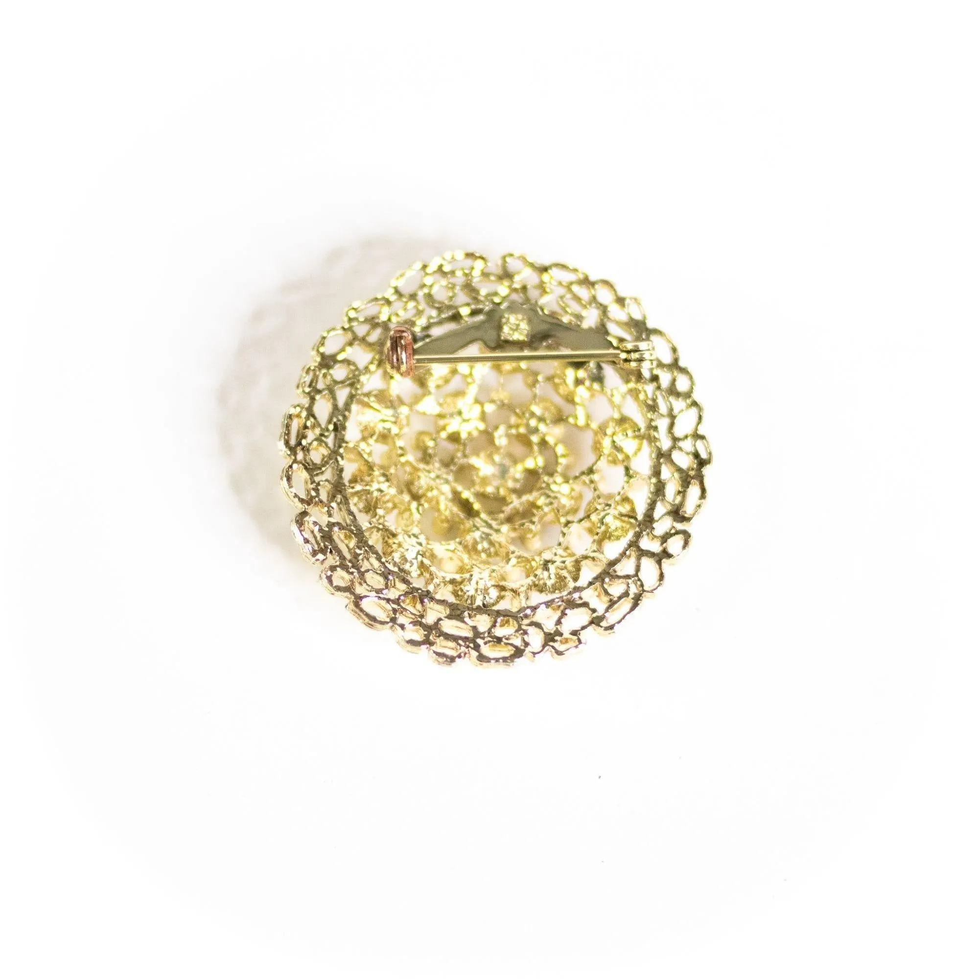 Vintage Red Aurora Borealis Medallion Brooch