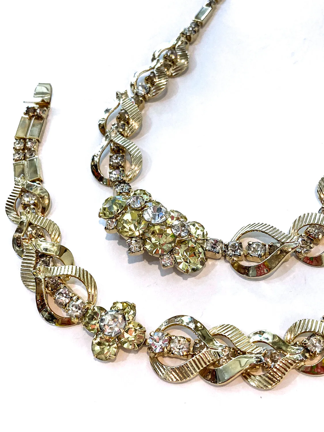 Vintage Sarah Coventry Sunshine Yellow Clear Rhinestone Jewelry Set