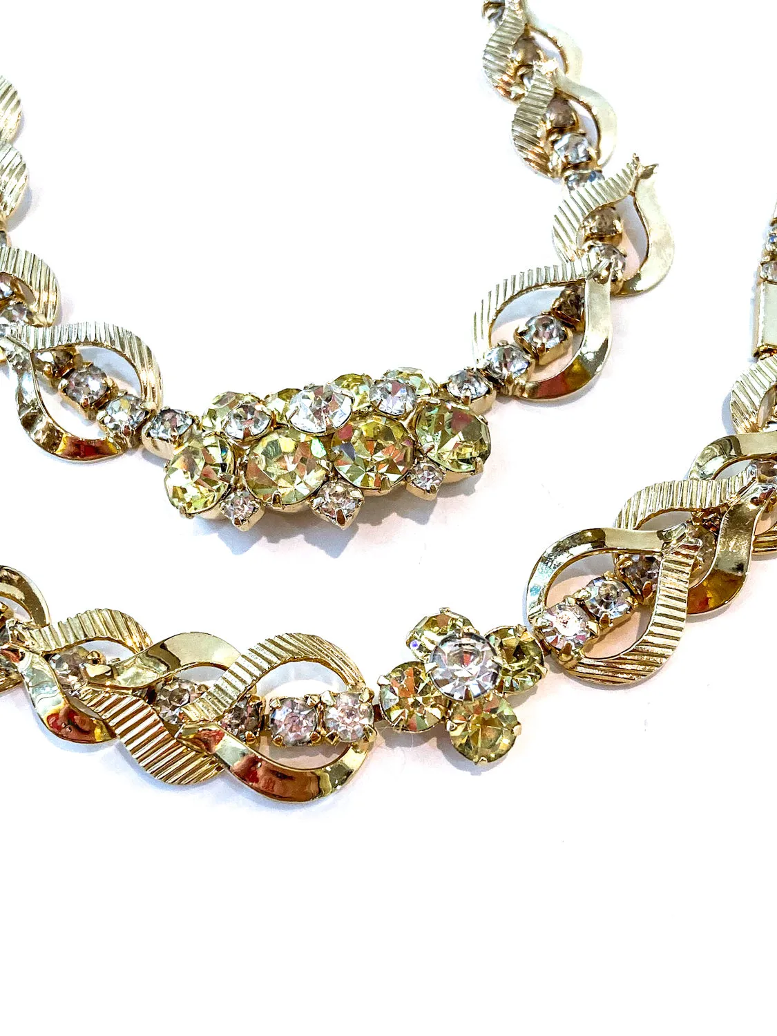 Vintage Sarah Coventry Sunshine Yellow Clear Rhinestone Jewelry Set