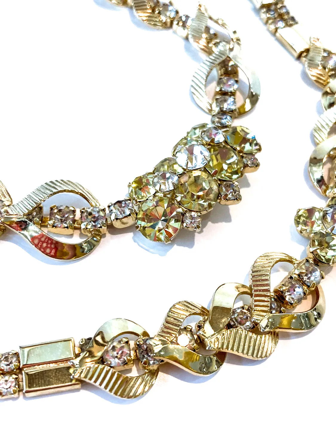 Vintage Sarah Coventry Sunshine Yellow Clear Rhinestone Jewelry Set
