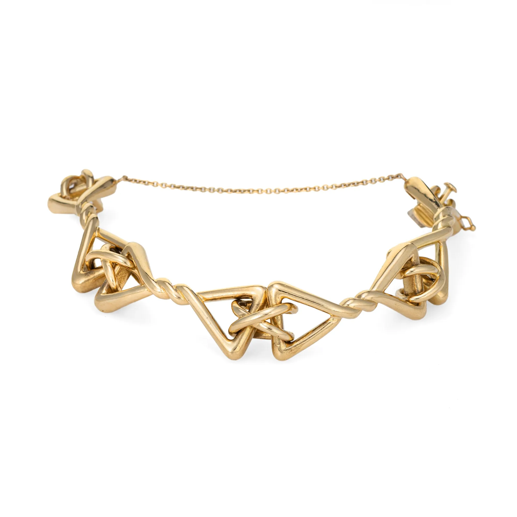 Vintage Tiffany & Co Bracelet 51.1gm 18k Yellow Gold Triangle Fancy Link Jewelry