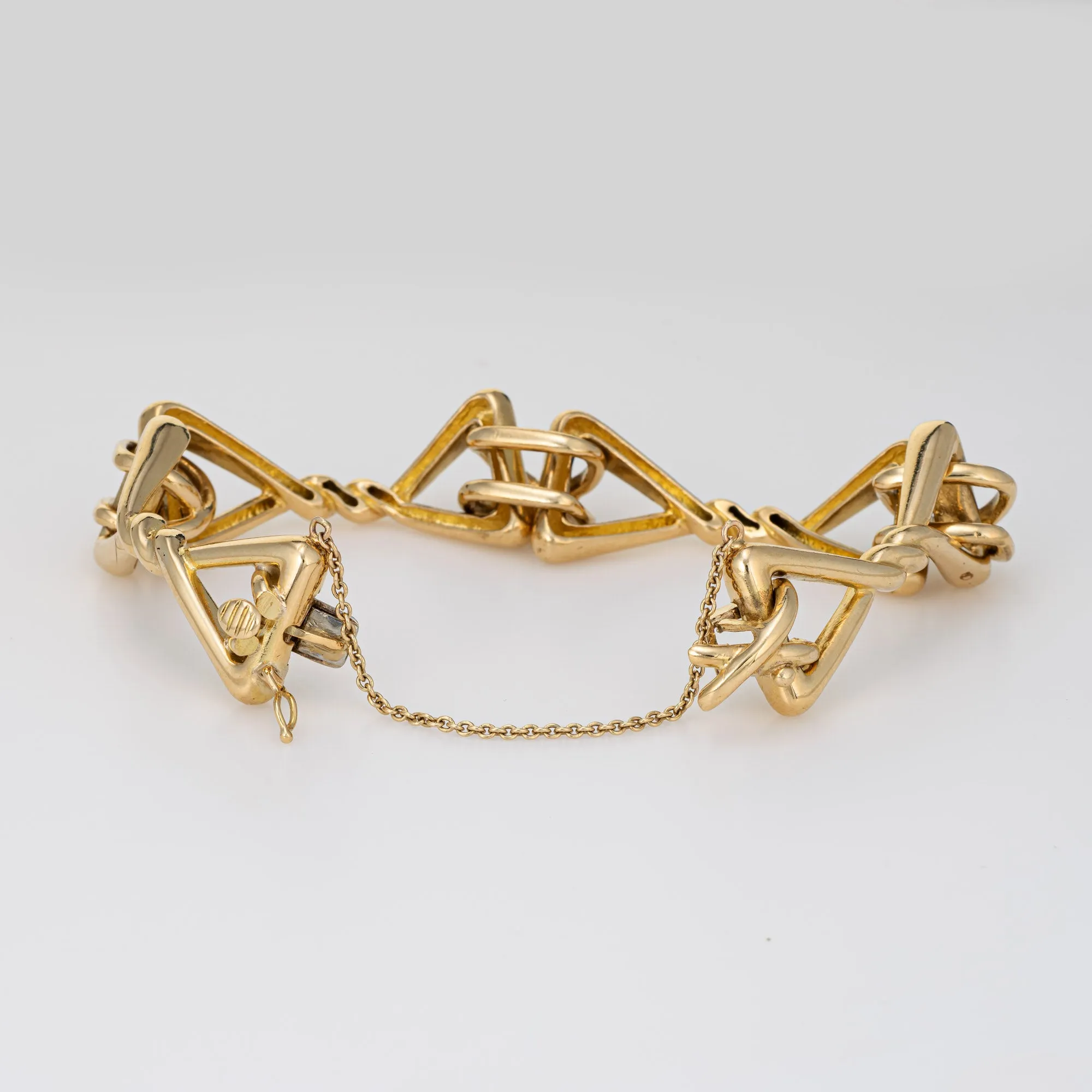 Vintage Tiffany & Co Bracelet 51.1gm 18k Yellow Gold Triangle Fancy Link Jewelry