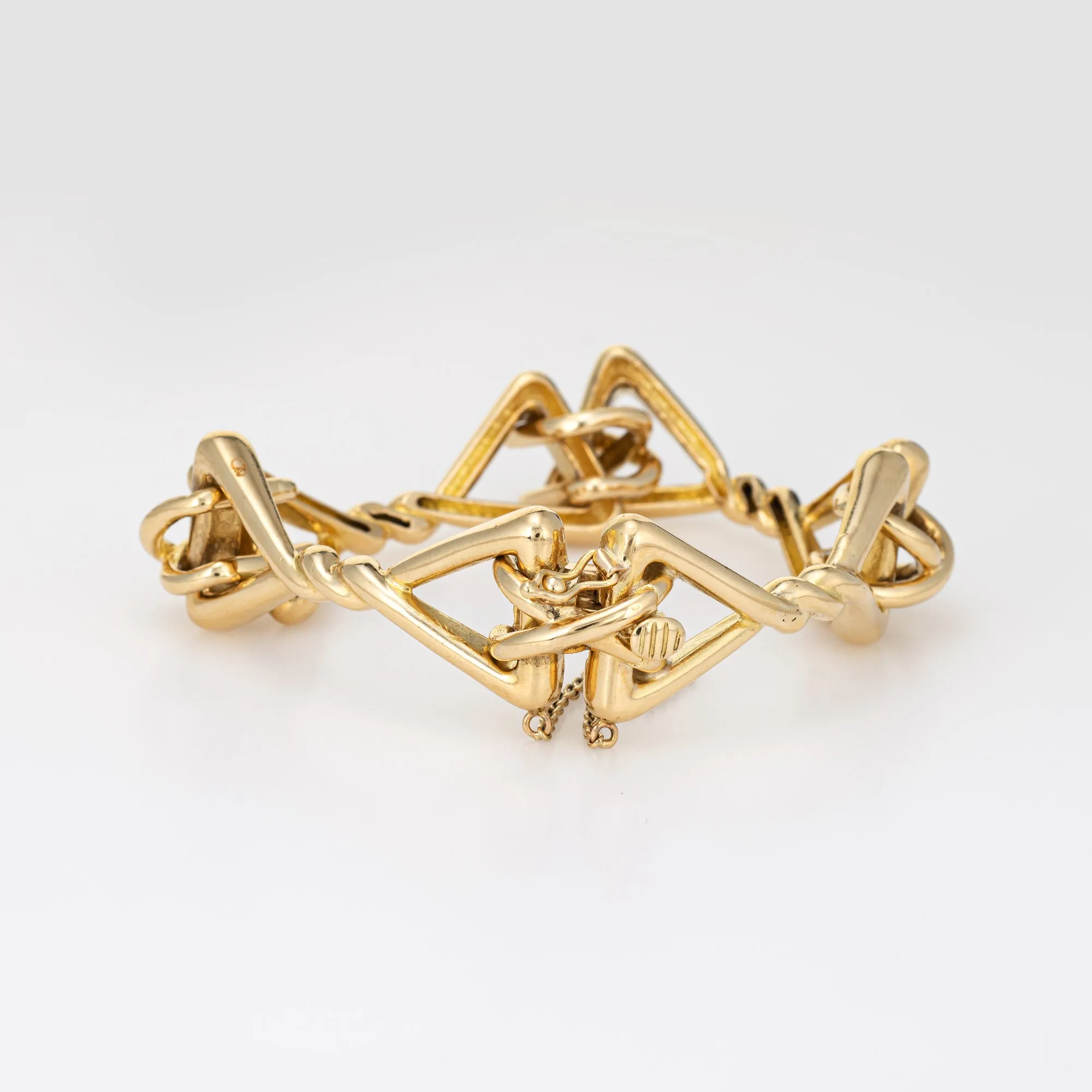 Vintage Tiffany & Co Bracelet 51.1gm 18k Yellow Gold Triangle Fancy Link Jewelry