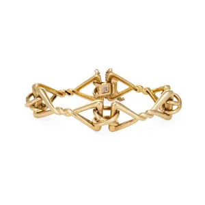Vintage Tiffany & Co Bracelet 51.1gm 18k Yellow Gold Triangle Fancy Link Jewelry