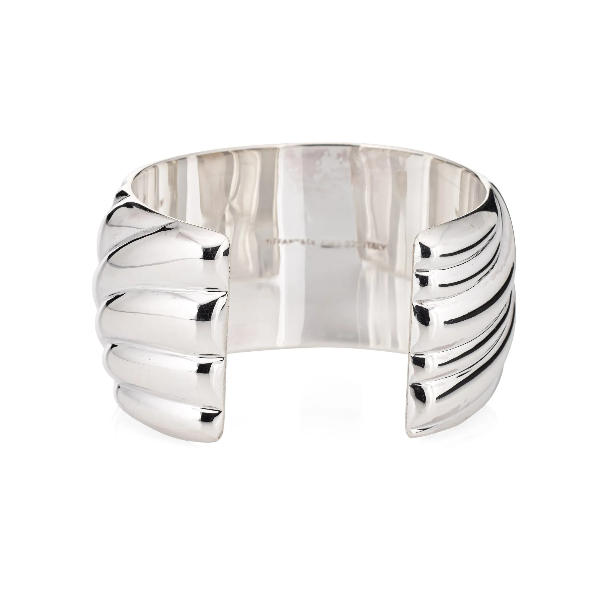 Vintage Tiffany & Co Sculpted Cuff Bracelet Wide Sterling Silver Fine Jewelry