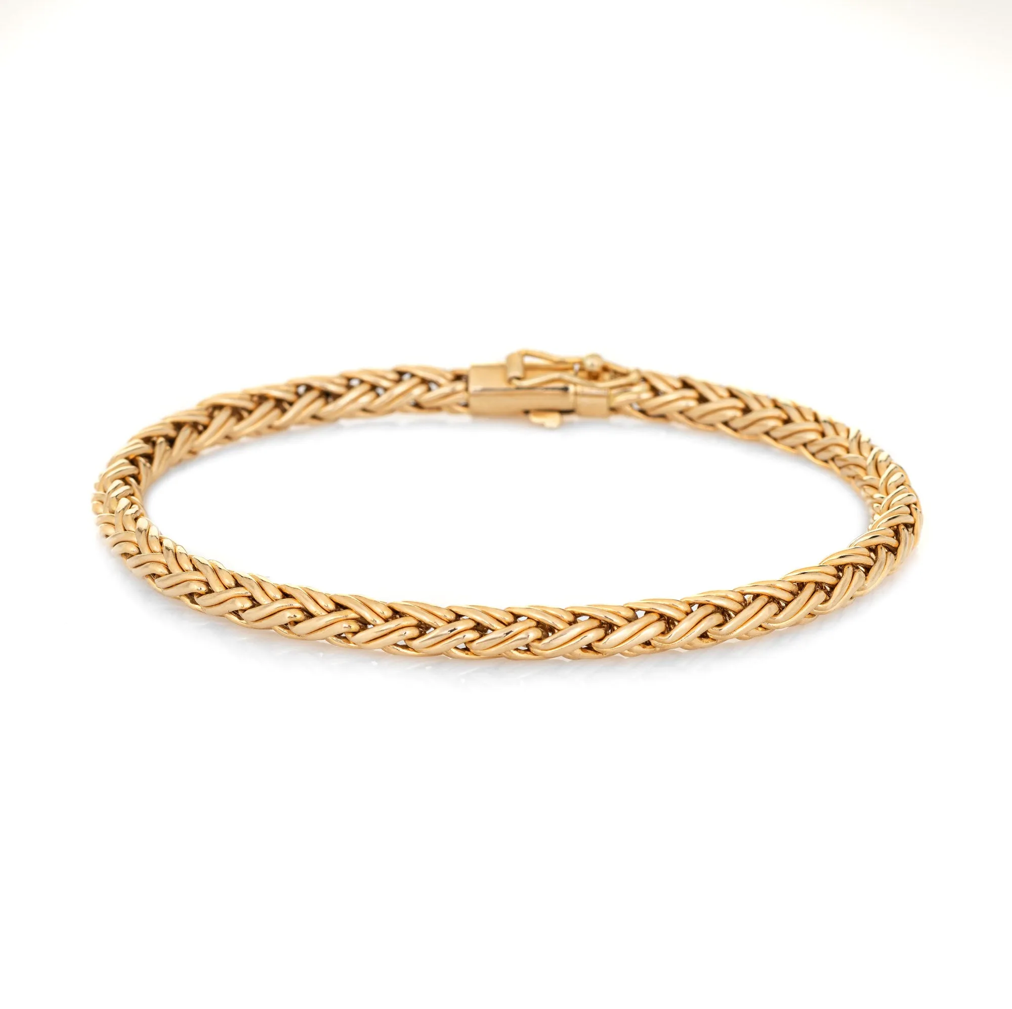 Vintage Tiffany & Co Wheat Bracelet 14k Yellow Gold 7.5" Estate Signed Jewelry