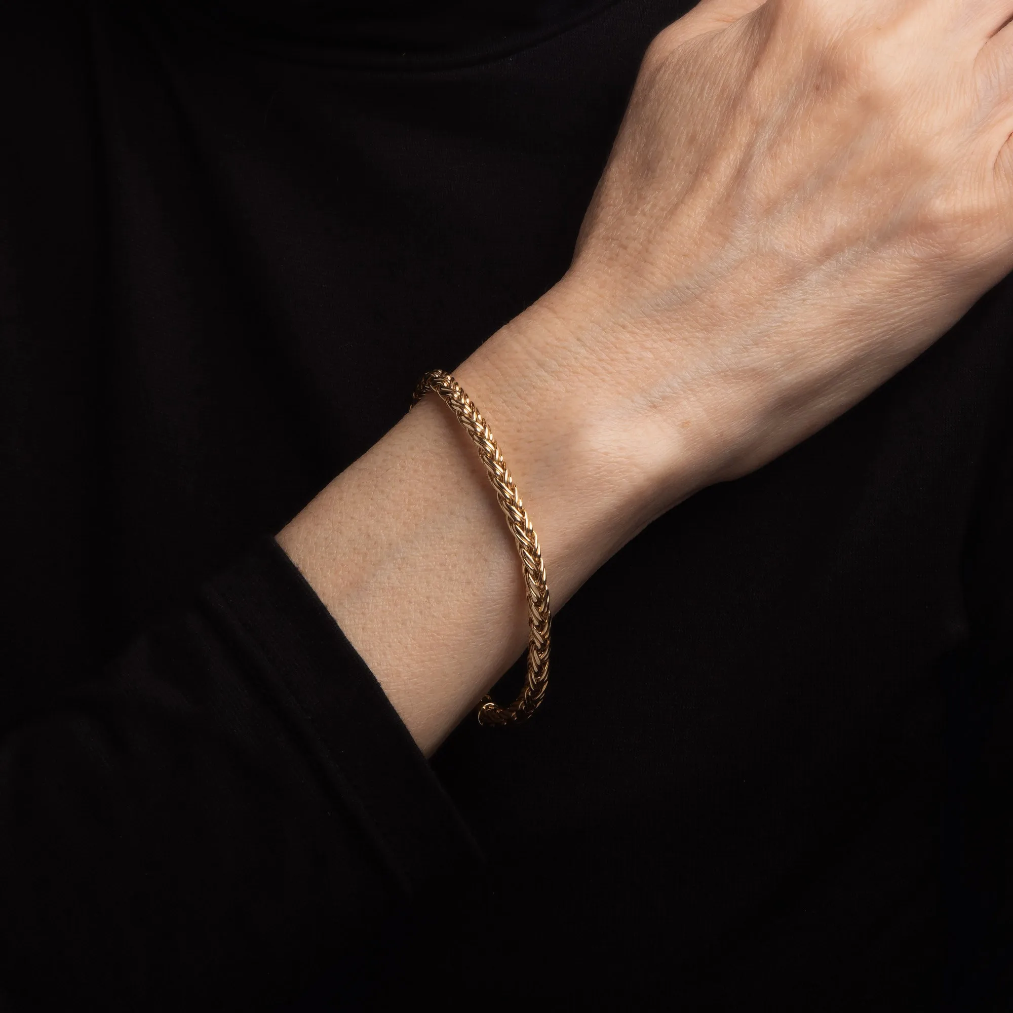 Vintage Tiffany & Co Wheat Bracelet 14k Yellow Gold 7.5" Estate Signed Jewelry