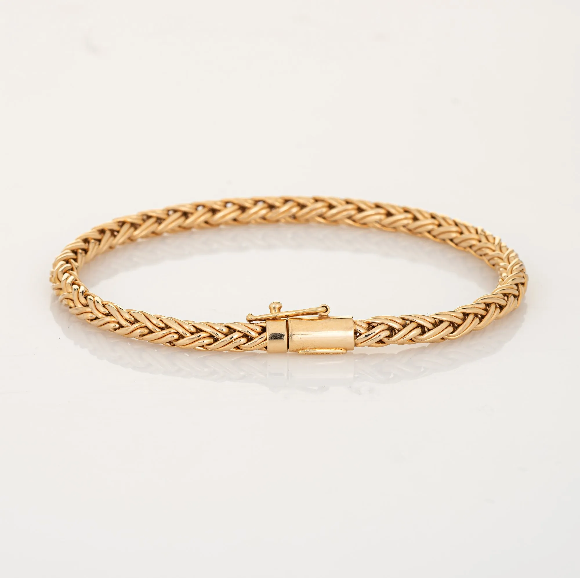 Vintage Tiffany & Co Wheat Bracelet 14k Yellow Gold 7.5" Estate Signed Jewelry