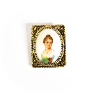Vintage Victorian Woman Portrait Brooch