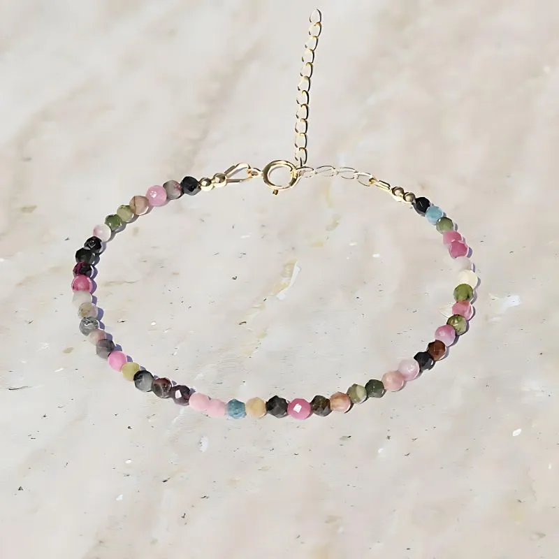 Watermelon Tourmaline Delicate Bracelet