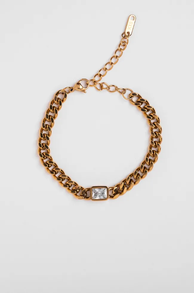 Waterproof Cuban Chain & Gemstone Bracelet