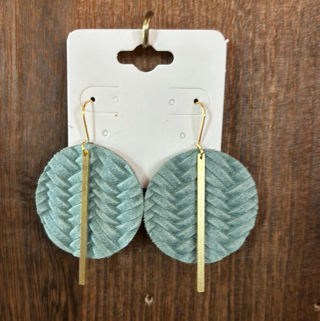 WEF - Embossed Circles w/Gold Bar Dangle Earrings