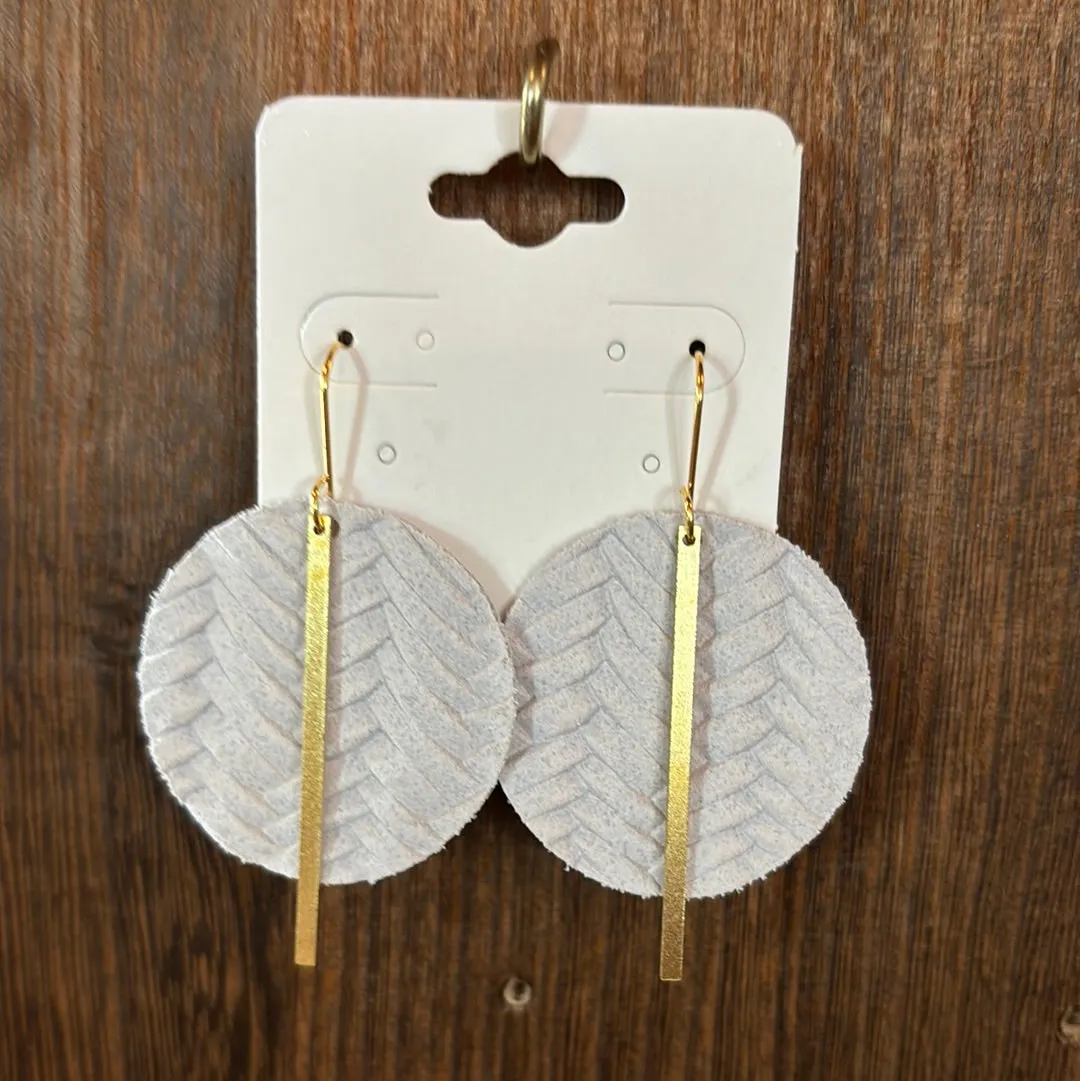 WEF - Embossed Circles w/Gold Bar Dangle Earrings