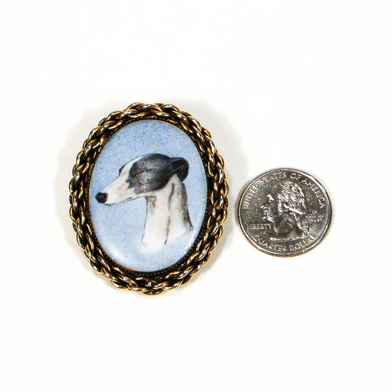 Whippet Dog Portait Brooch and Pendant