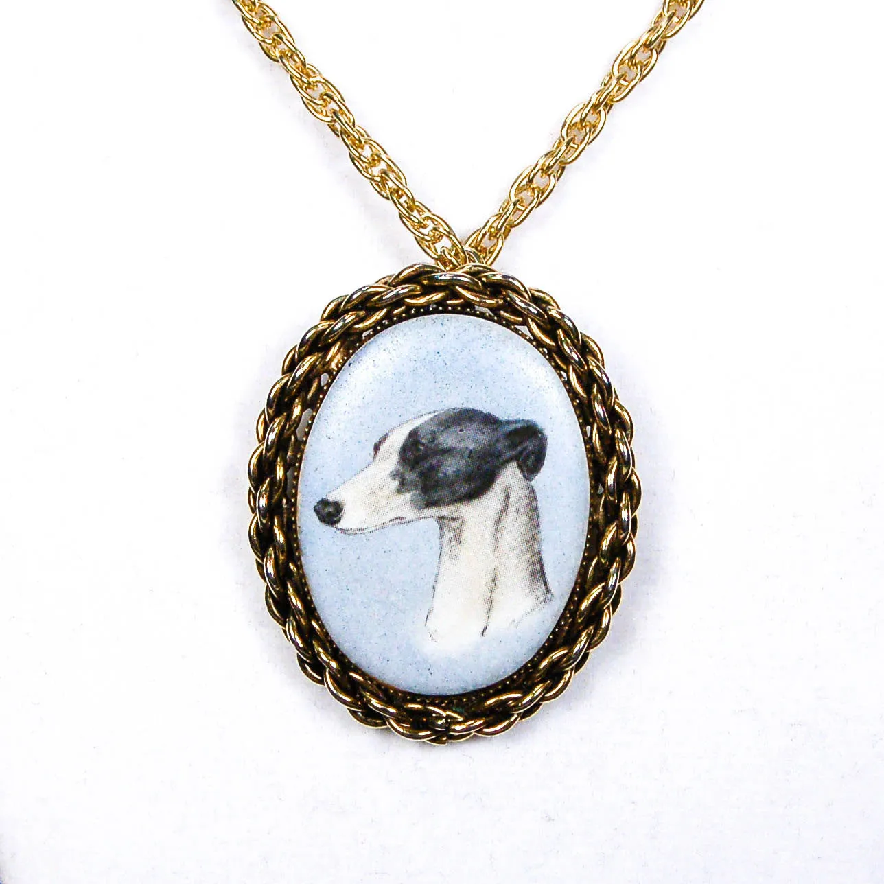 Whippet Dog Portait Brooch and Pendant