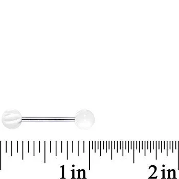 White Acrylic Marvelously Marbled Barbell Tongue Ring