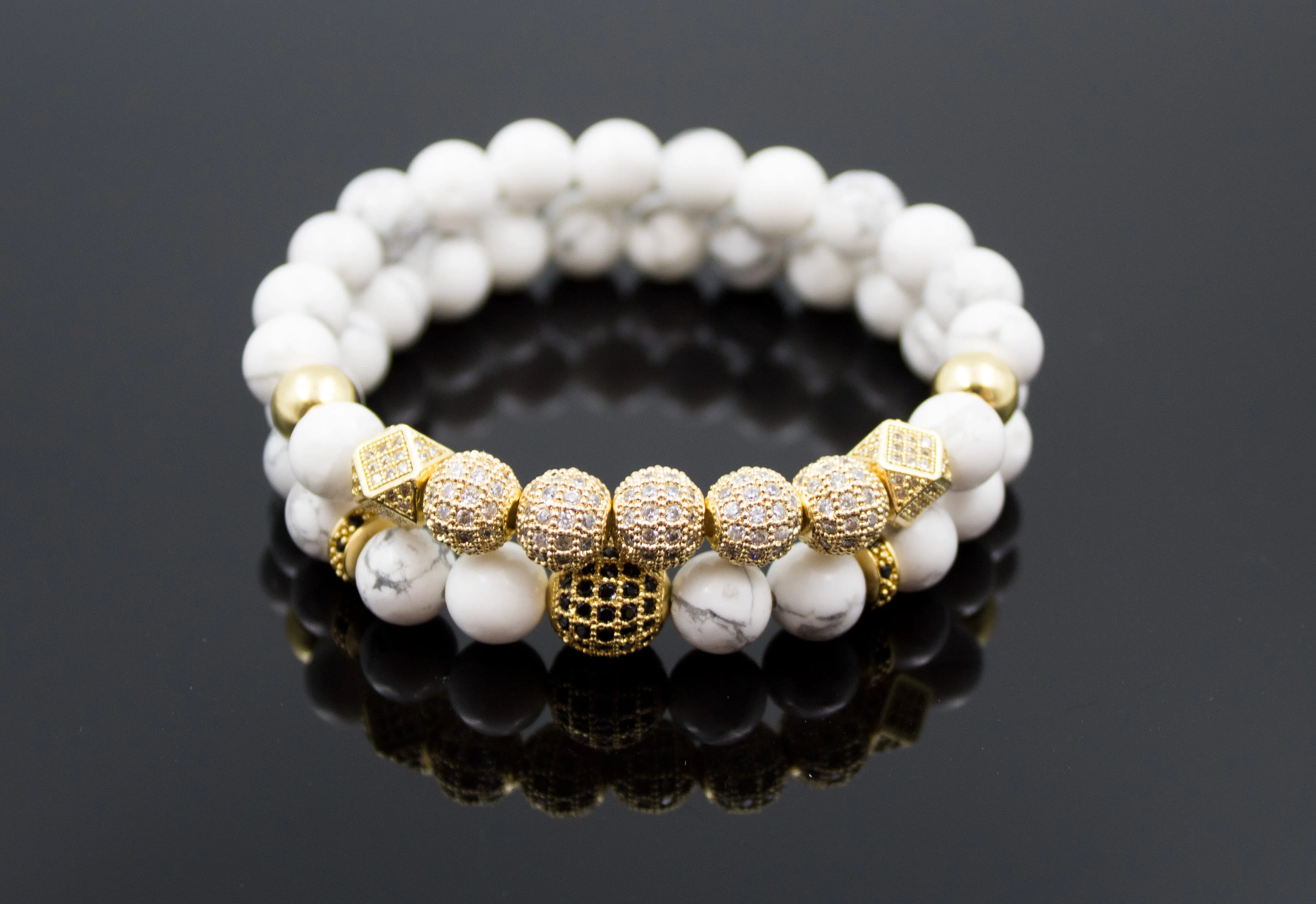 White Howlite Bracelet Set