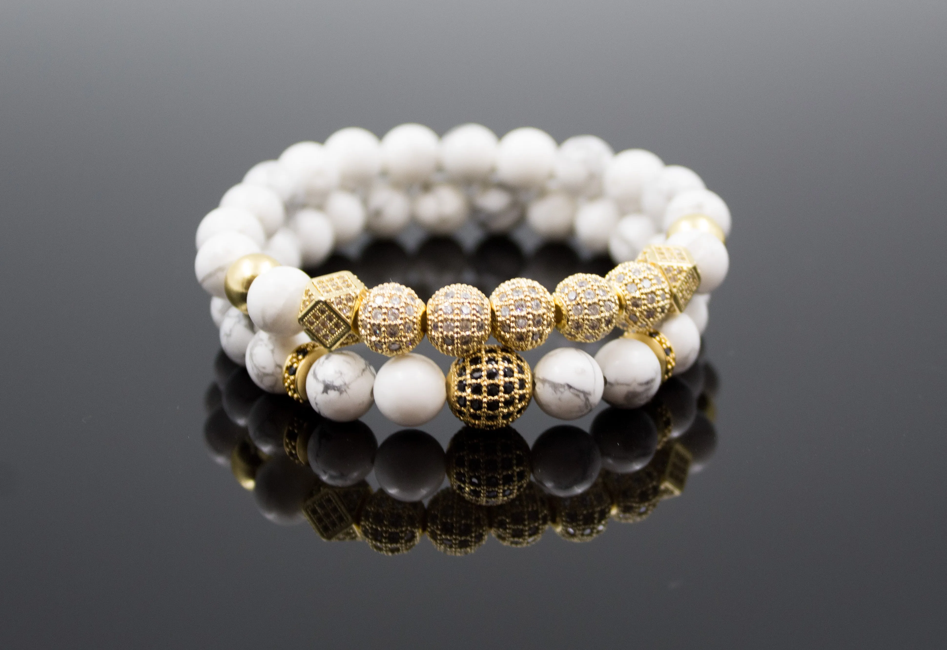 White Howlite Bracelet Set