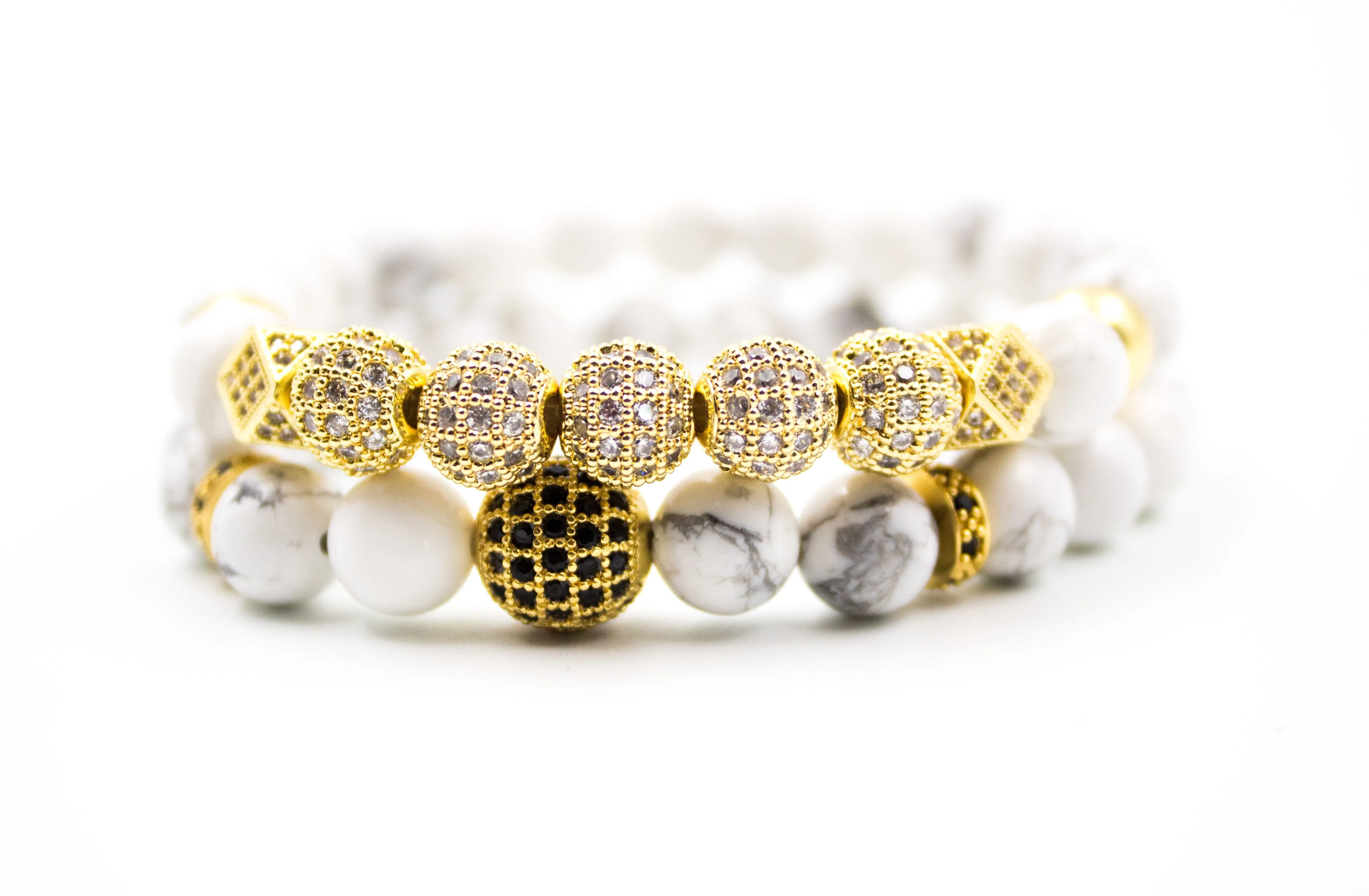 White Howlite Bracelet Set