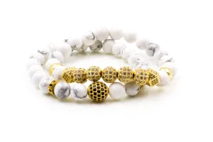 White Howlite Bracelet Set