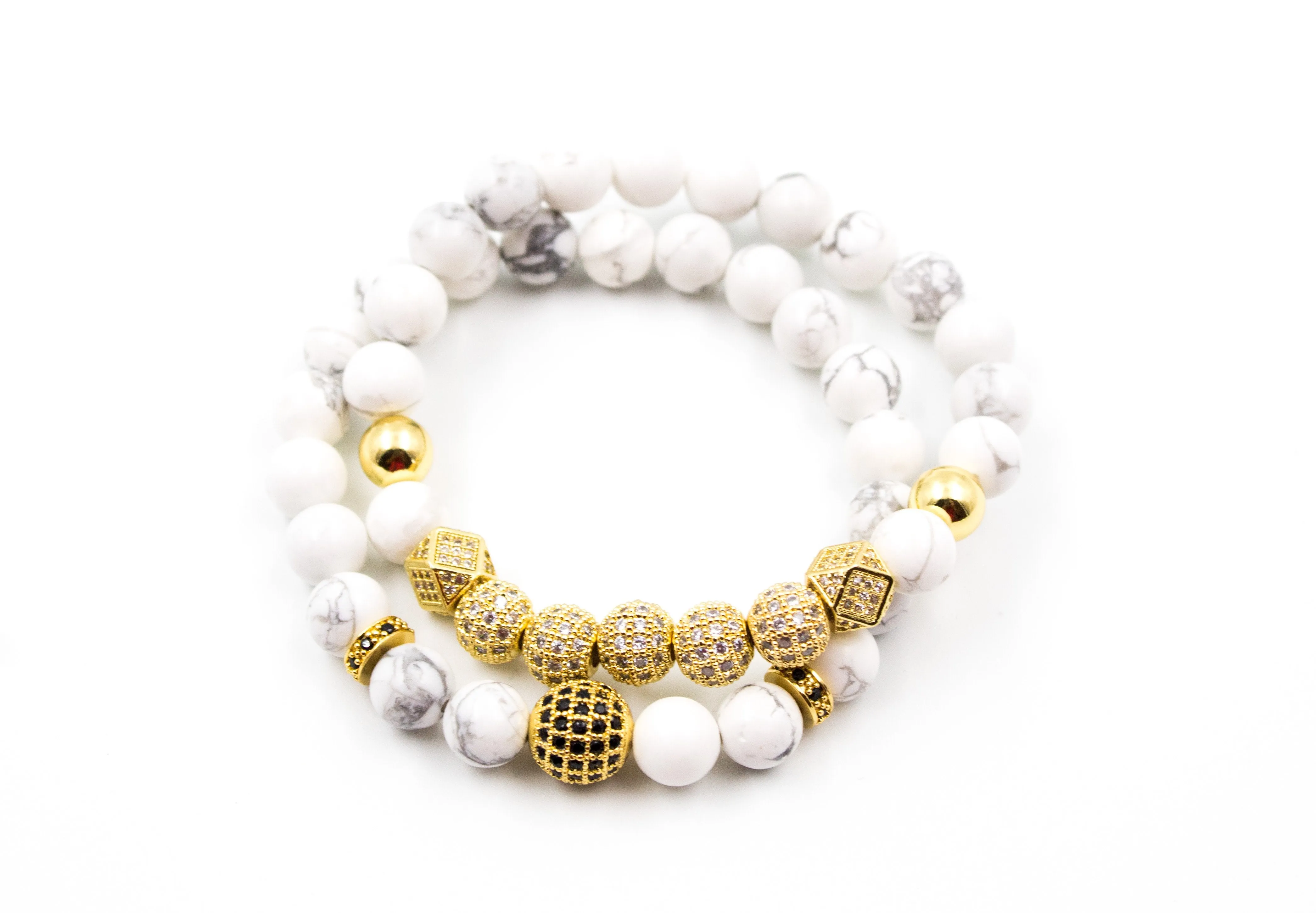White Howlite Bracelet Set