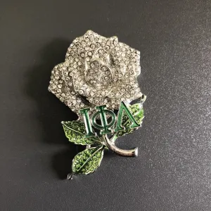 White Rose with Greek Letters Lapel Pin/Brooch
